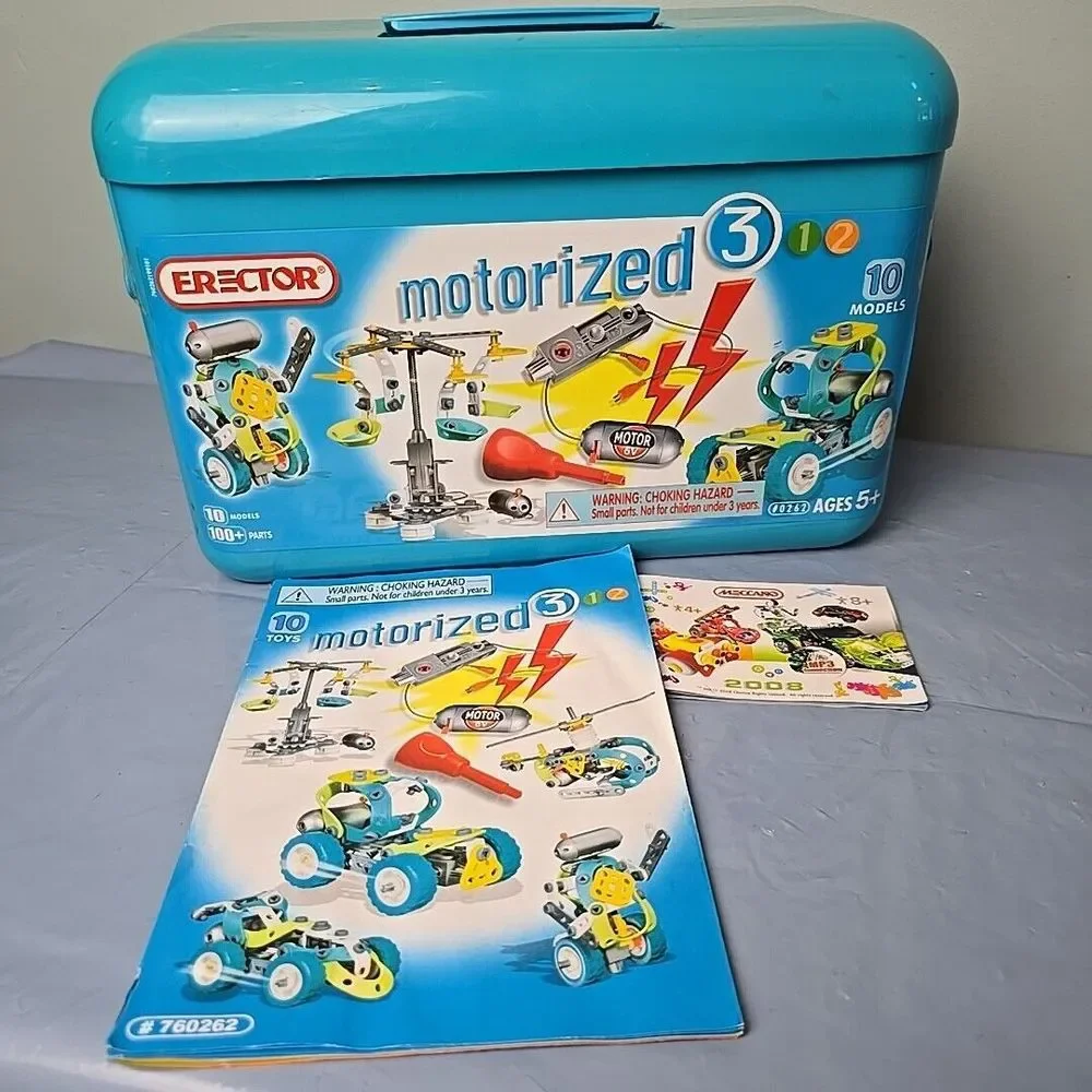 ERECTOR Motorized Construction‎ 10 Models 6v Motor 100+ Parts NOT Complete READ